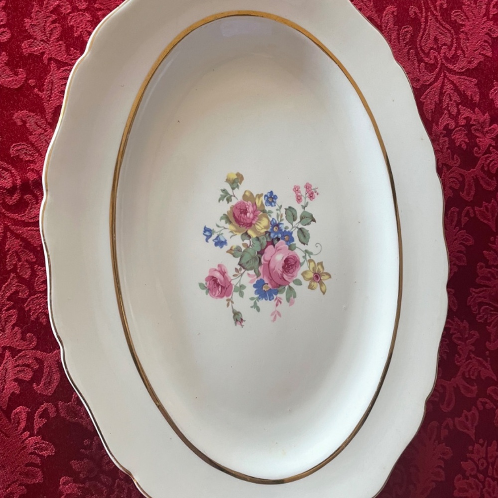Oval Platter Serving Dish 13.5" Canonsburg Pottery Co. Keystone Summer Garden